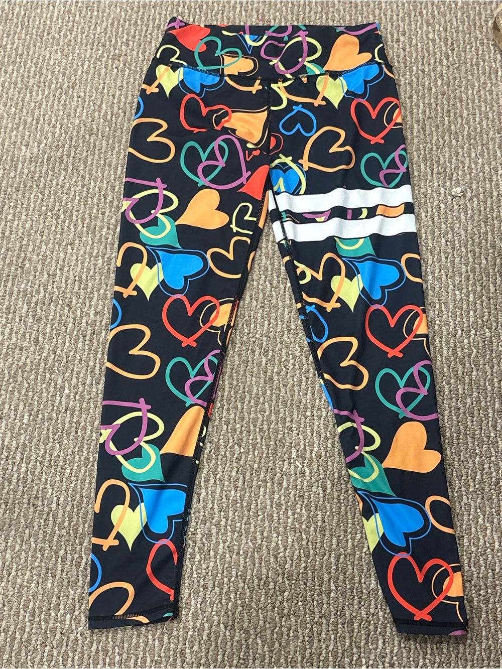 Black Heart-Print Active Leggings